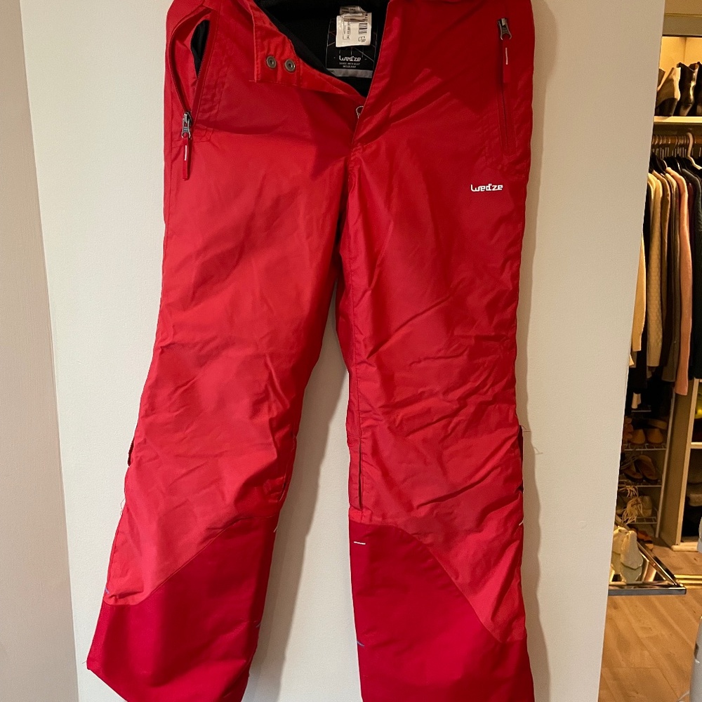decathlon Red ski pants for boy or girl aged 10